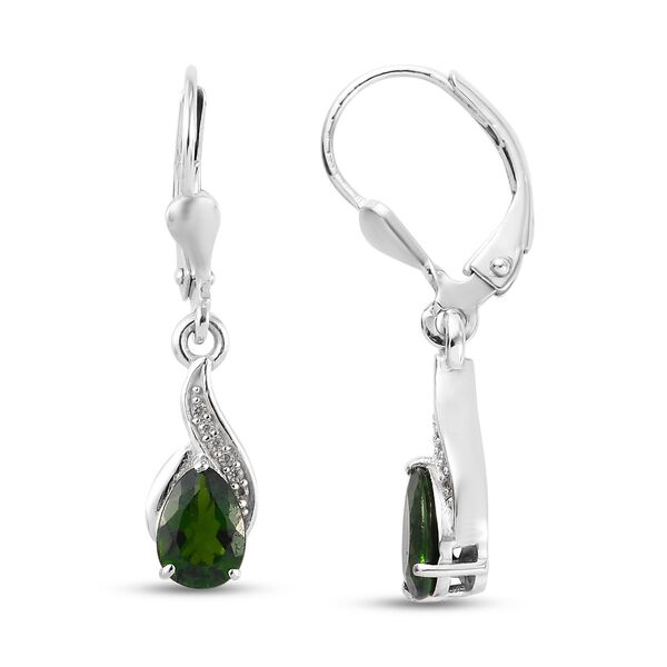 nat&uuml;rlicher Chromdiopside und Zirkon Ohrringe 925 Silber platiniert ca. 1,31 ct image number 4