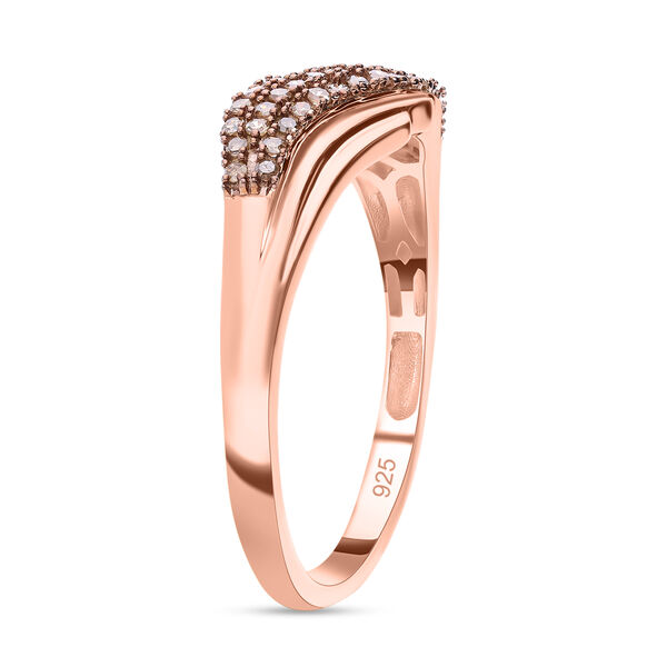 Nat&uuml;rlicher Champagner Diamant-Ring, 925 Silber Ros&eacute;gold Vermeil - 0,25 ct. image number 4