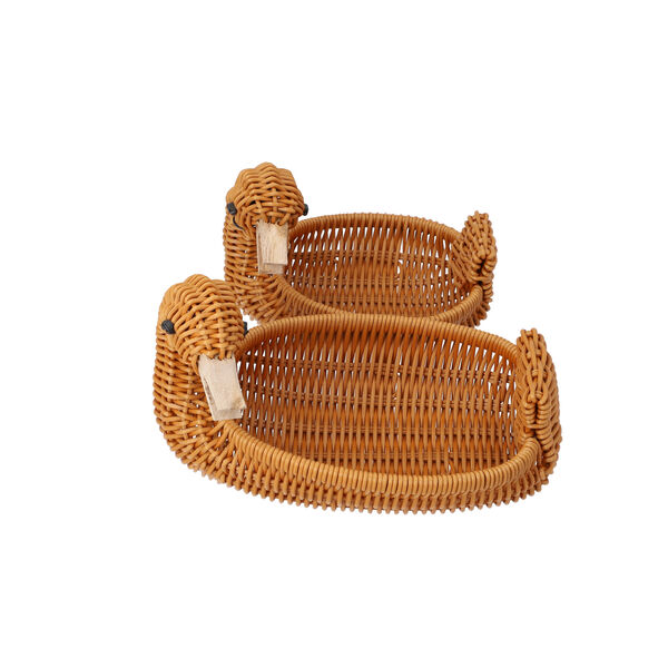 2er-Set Rattan-Korb, Ente, Braun image number 0