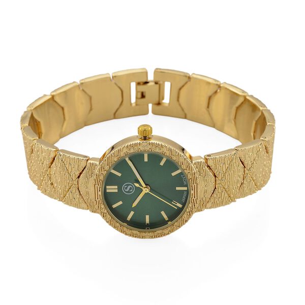 STRADA - Japanisches Uhrwerk, Gr&uuml;nes Zifferblatt mit goldplattiertem Alloy Armband, 20 cm image number 4