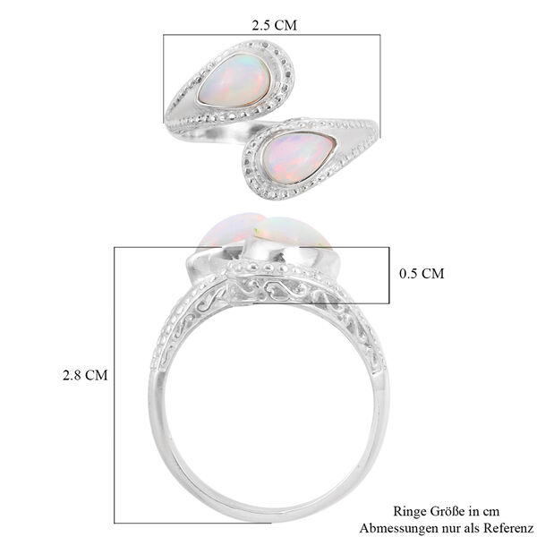 Royal Bali Kollektion - Nat&uuml;rlicher &Auml;thiopischer Opal Bypass Ring 925 Silber image number 6
