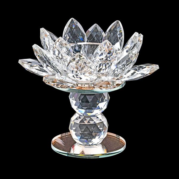 The 5th Season - Lotus-Design-Kristall-Kerzenhalter, Champagner, 7.5x13cm