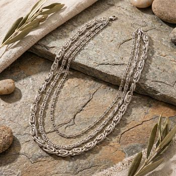 3-lagige byzantinische Halskette in Silberton, 47+3,5cm