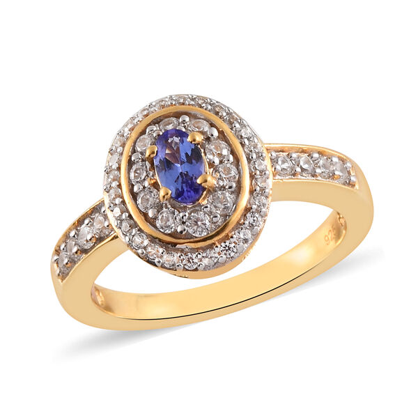 AAA Tansanit und Zirkon-Ring, 925 Silber vergoldet  ca. 0,75 ct image number 4