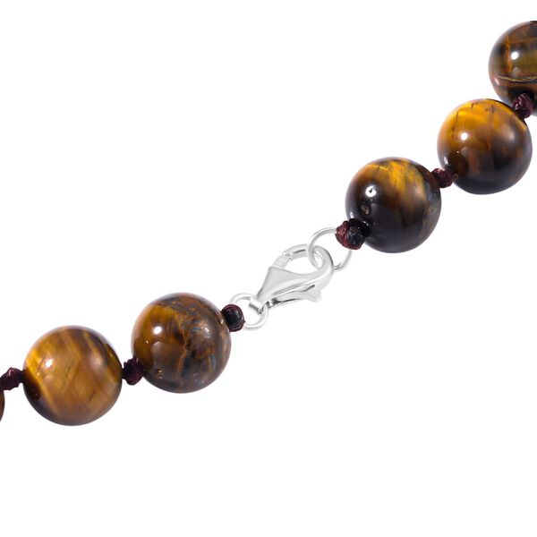 Gelbes Tigerauge Halskette, (9-11mm), ca. 50 cm, 925 Silber, ca. 276.50 ct image number 3