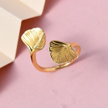 GP Italian Garden Kollektion - Blatt- und blauer Saphir-Ring, 925 Silber Gelbgold Vermeil