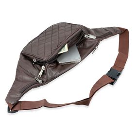 100% Echtleder-Gürteltasche in Stepp-Optik, 21,5x16,5 cm, Braun