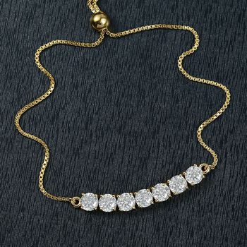 D joy 100 Facetten Moissanit Armband ca. 19 cm 925 Silber 750 Gelbgold Vermeil ca. 3.38 ct