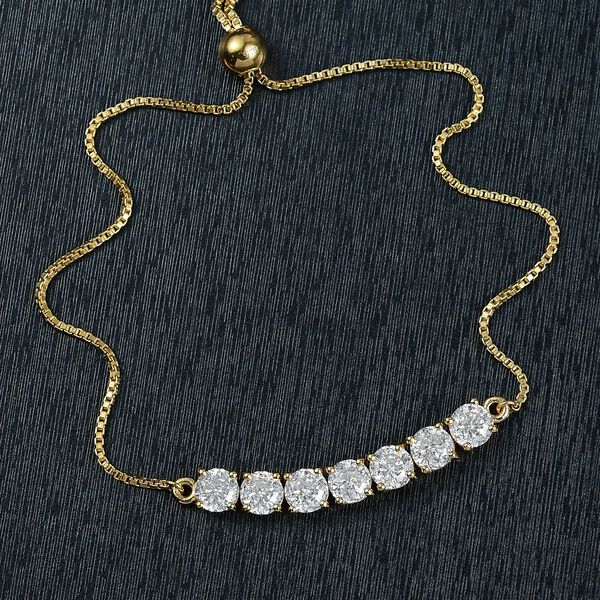D joy 100 Facetten Moissanit Armband ca. 19 cm 925 Silber 750 Gelbgold Vermeil ca. 3.38 ct image number 2