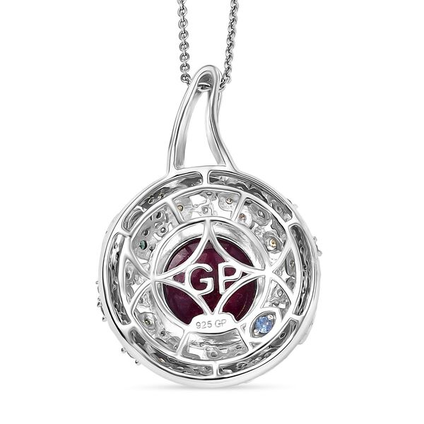 GP Italian Garden Kollektion - AA Afrikanischer Rubin, Multi-Diamant und Kanchanaburi blauer Saphir zweifarbiger Anh&auml;nger mit 45cm Kette - 9,71 ct. image number 6
