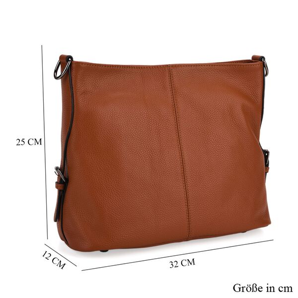 100% Echtleder-Crossbody-Tasche mit 3 Tragevarianten, 32x12x25 cm, Cognac image number 10