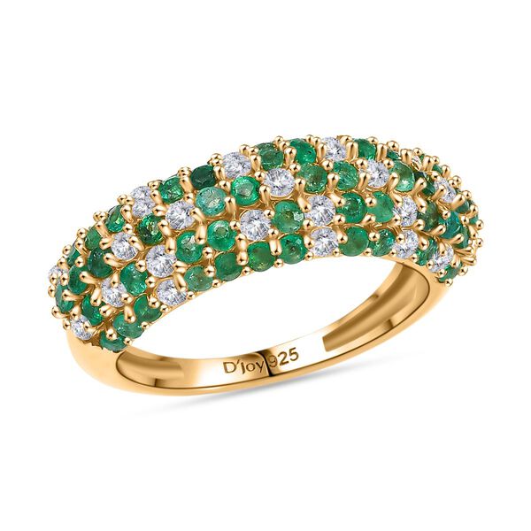 Eternal Lattice - D joy Kagem Sambischer Smaragd, Moissanit Ring 925 Silber 750 Gelbgold Vermeil (Größe 18.00) ca. 1.57 ct image number 4