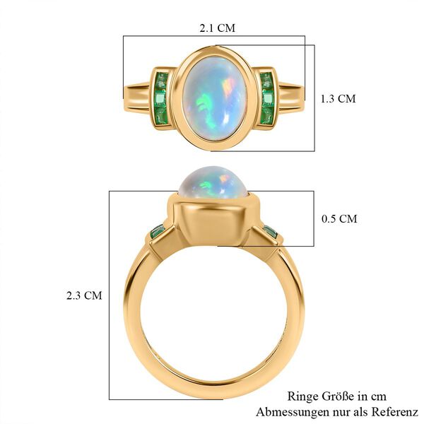 Nat&uuml;rlicher, &auml;thiopischer Welo Opal und Kagem sambischer Smaragd-Ring - 2,05 ct. image number 6