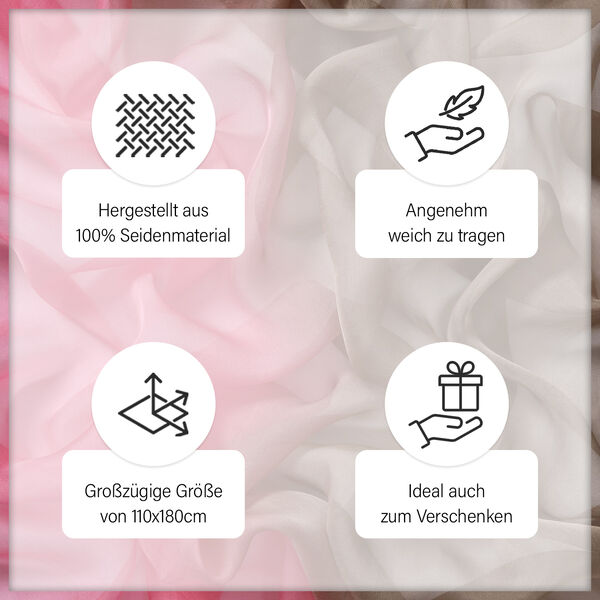 LA MAREY Ombre Chiffon Schal aus Seide, Pink image number 4