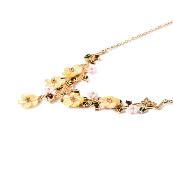 JARDIN-KOLLEKTION Mehrfarbig Perlmutt und Mehrfarbig Edelsteine Halskette ca. 45 cm 925 Silber Gelbgold Vermeil 14,49 ct image number 3