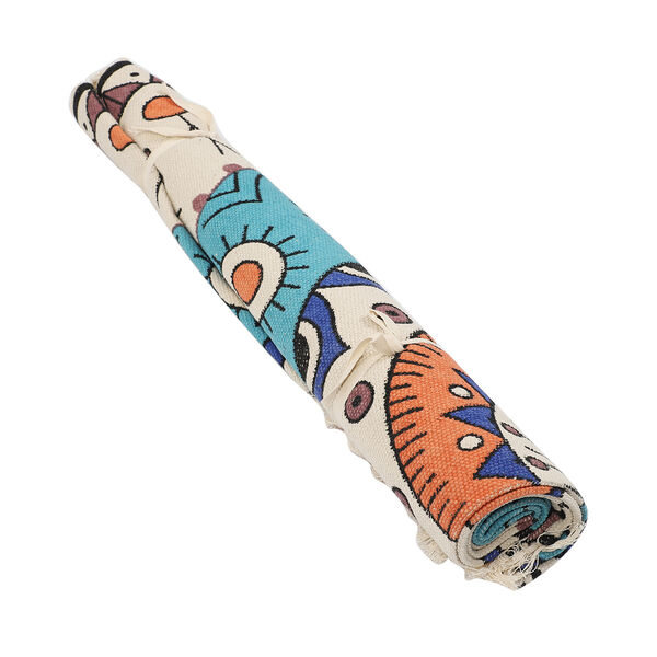 Handgewebter Teppich aus 100 % Baumwolle, 150 cm Durchmesser, Mandala Türkis image number 7