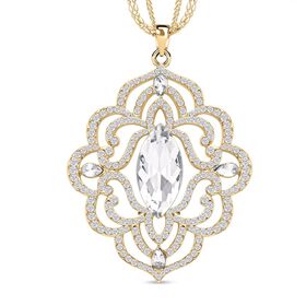 Weißer Kristall-Anhänger mit Kette in Goldton - 2 ct.