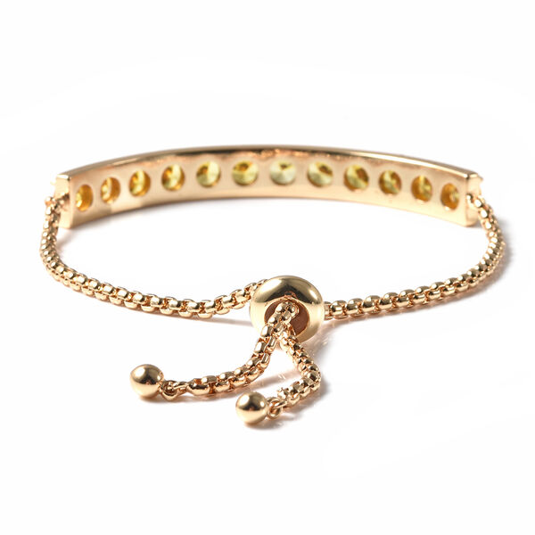 Flexibles gelbes Zirkonia Bolo-Armband, ca. 15-25 cm, goldfarben image number 3