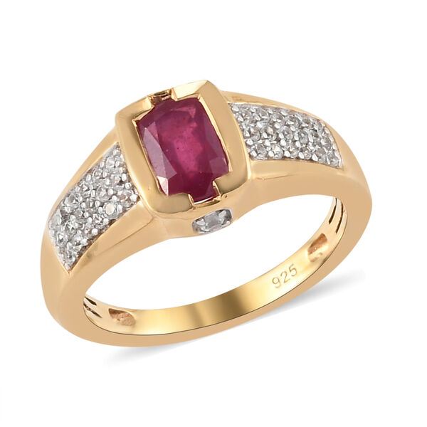 Afrikanischer Rubin und Zirkon Ring 925 Silber vergoldet  ca. 1,65 ct image number 4