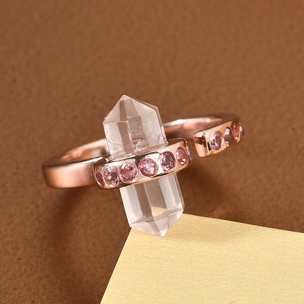 Rosenquarz und rosa Turmalin-Ring, 925 Silber ros&eacute;vergoldet  ca. 3,40 ct image number 2