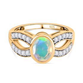 AA natürlicher, äthiopischer Welo Opal und Zirkon-Ring - 1,16 ct.