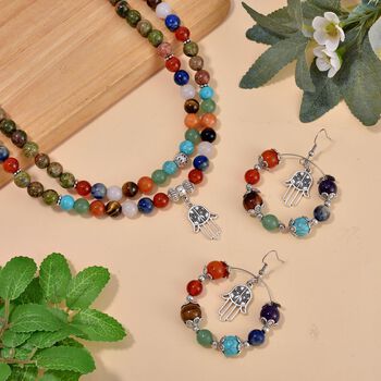 Mehrfarbig Edelsteine Schmuckset Reiner Edelstahl Schwarz oxidiert Schwarz oxidiert ca. 630,00 ct.