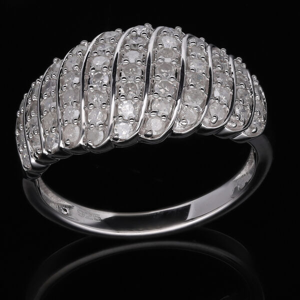 Wei&szlig;er Diamant Ring, 925 Silber platiniert (Gr&ouml;&szlig;e 17.00) ca., Kuppel 1.00 ct image number 2