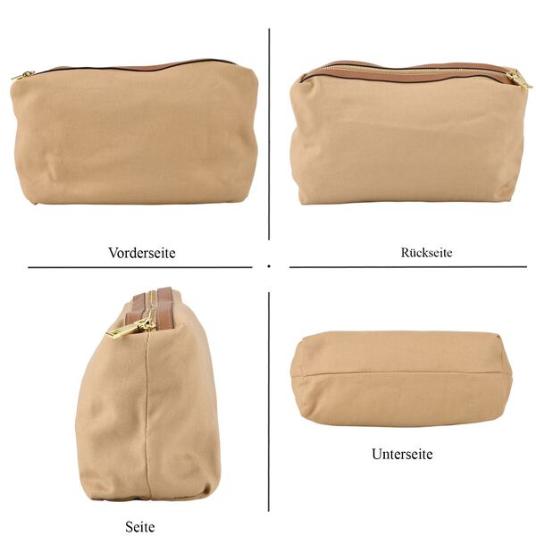 Leder Shopper Set 2 teilig mit Magnetfach und Rei&szlig;verschlussfach 35 x 11 x 20 cm Gr&uuml;n Braun image number 7