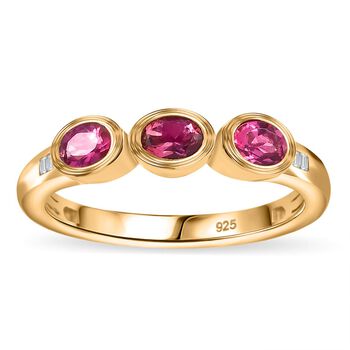 Labor roter Beryll und Diamant-Ring - 0,52 ct.