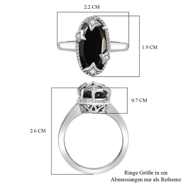 D'Joy Elite Shungit, Wei&szlig;er Zirkon Ring 925 Silber platiniert (Gr&ouml;&szlig;e 18.00) ca. 2,55 ct image number 7