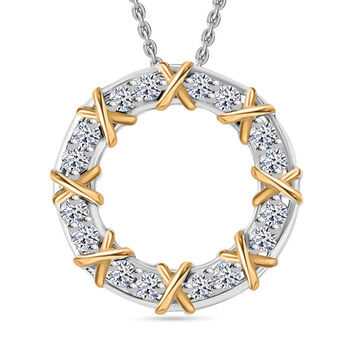 Luxuriant Diamond Lab Grown Diamant SI Anh&auml;nger mit Kette, 925 Silber rhodiniert, 925 Silber Rhodiniert und 750 Gelbgold Vermeil ca. 0.50 ct