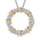 Luxuriant Diamond Lab Grown Diamant SI Anhänger mit Kette, 925 Silber rhodiniert, 925 Silber Rhodiniert und 750 Gelbgold Vermeil ca. 0.50 ct