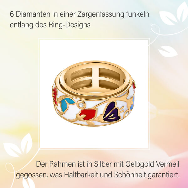 Bunte Blüten Diamant emaillierter Anti-Stress-Spinning-Ring image number 5