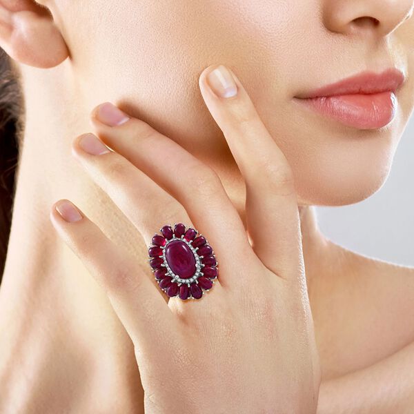 Afrikanischer Rubin (Fissure gef&uuml;llt) Ring 925 Silber rhodiniert (Gr&ouml;&szlig;e 17.00) ca. 22,03 ct image number 1