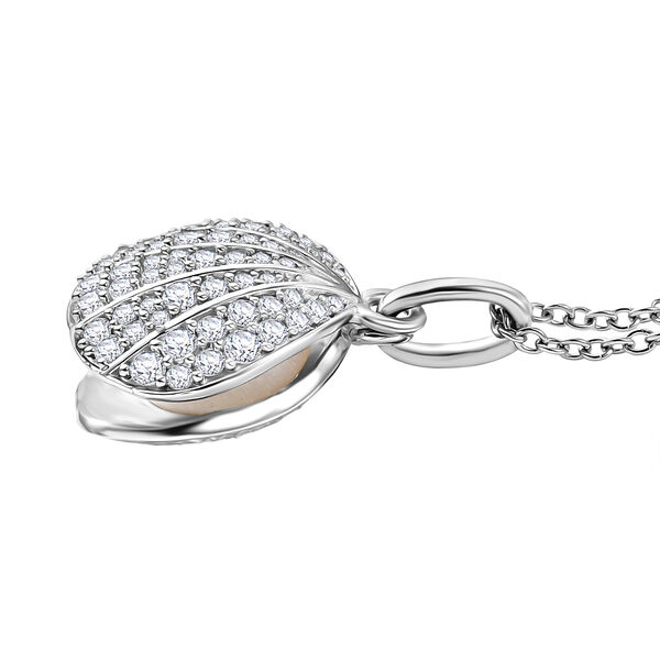 EVER TRUE S&uuml;&szlig;wasser Perle (10.5-11 mm), Wei&szlig;er Zirkon Schmuckset ca. 50 cm, Nickelfreies Messing, Silberfarben image number 5