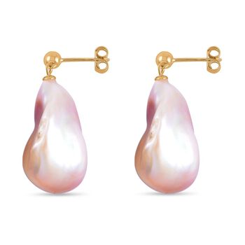 Mehrfarbige Barockperle Perle Ohrringe, 925 Silber vergoldet