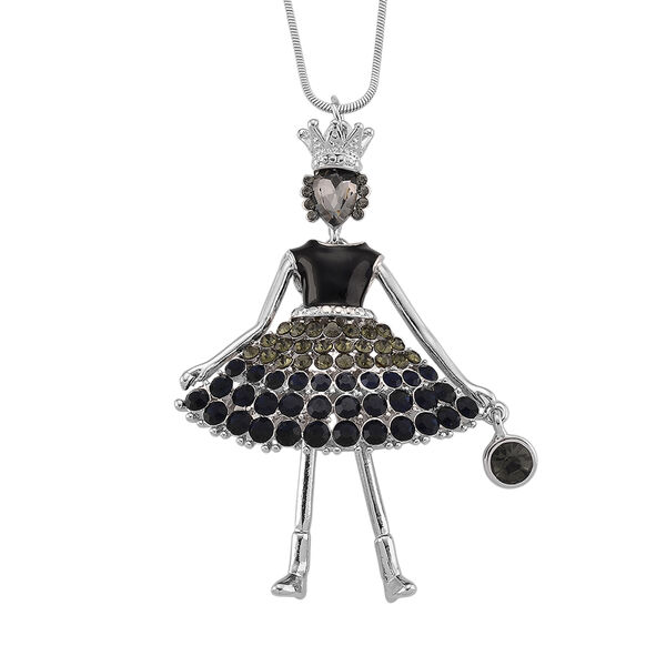 Mehrfarbiger Kristall Ballerina Anh&auml;nger mit Kette ca. 63.5 cm + 5 cm Extender, Legierung, Legierung emailliert