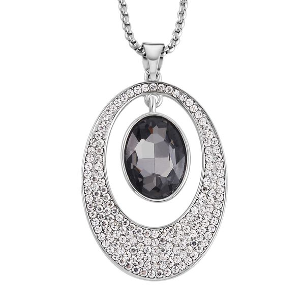 Grauer Kristall, Weißer Kristall Halskette ca. 60 cm image number 0