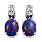 Lila Türkis, Afrikanischer Amethyst Ohrringe Edelstahl ca. 6.61 ct