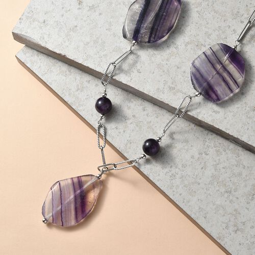 Afrikanischer Amethyst Halskette ca. 50 cm Edelstahl ca. 240.00 ct image number 1