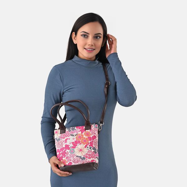 Crossbody Baumwolle, Blockprint, 25.4 x 23 cm, Pink image number 1