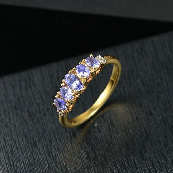 D&rsquo;Joy Tansanit und Diamant Ring, 925 Silber vergoldet - 0,90 ct. image number 1