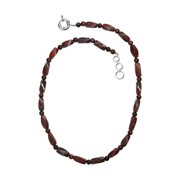 Poppy Jaspis, Rotes Tigerauge Halskette ca. 50 cm Nickelfreies Messing platiniert ca. 210.00 ct image number 4