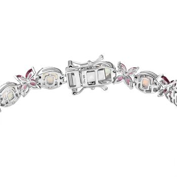 Petals of Dawn - D joy Nat&uuml;rlicher, &auml;thiopischer Welo Opal, Rhodolith Granat Armband ca. 19 cm 925 Silber rhodiniert ca. 12,53 ct.