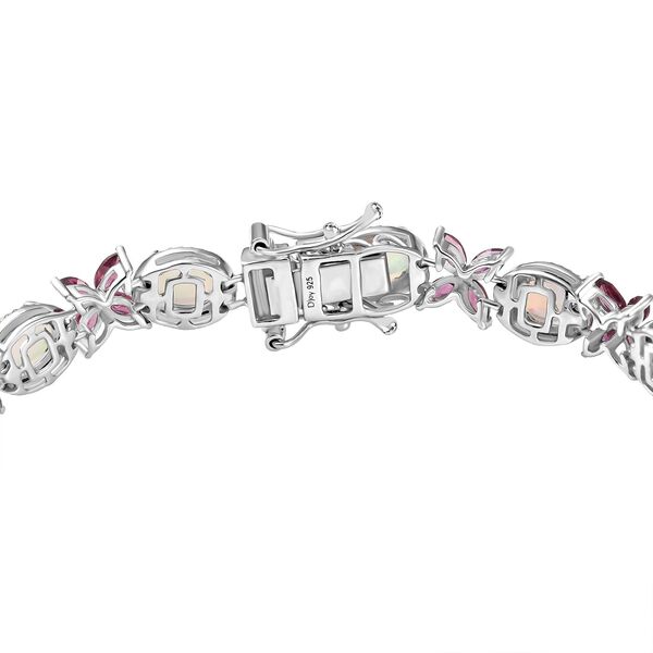 Petals of Dawn - D joy Nat&uuml;rlicher, &auml;thiopischer Welo Opal, Rhodolith Granat Armband ca. 19 cm 925 Silber rhodiniert ca. 12,53 ct. image number 3