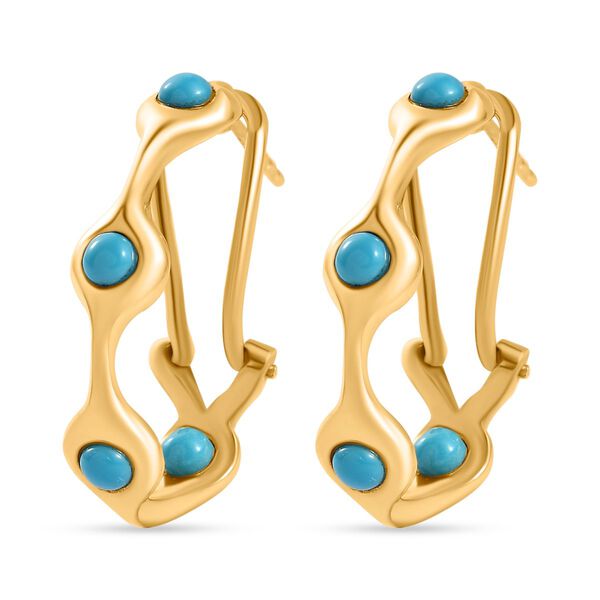 AA Sleeping Beauty T&uuml;rkis Ohrringe 925 Silber vergoldet ca. 0,80 ct. image number 4