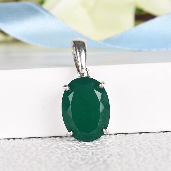 Grüne Onyx Solitär Anhänger 925 Silber rhodiniert ca. 6,44 ct image number 3