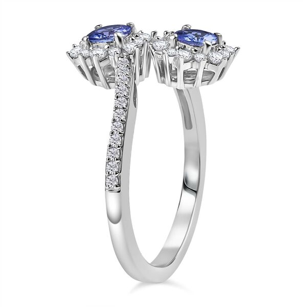 Tansanit, Wei&szlig;er Zirkon Ring 925 Silber rhodiniert (Gr&ouml;&szlig;e 21.00) ca. 1,06 ct image number 5