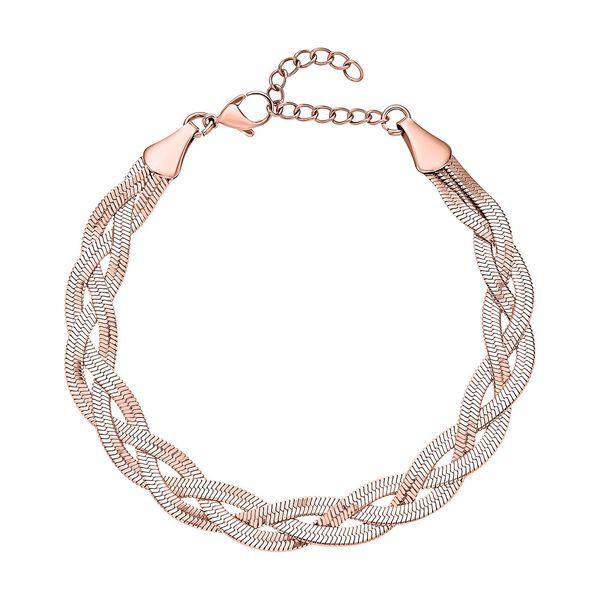 Geflochtene Halskette und Armband, Edelstahl roséfarben image number 5