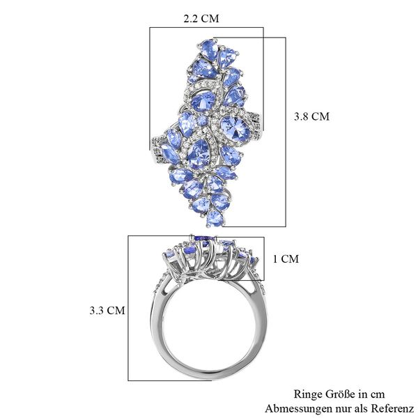 Tansanit und Zirkon-Cluster-Ring - 4,20 ct. image number 7